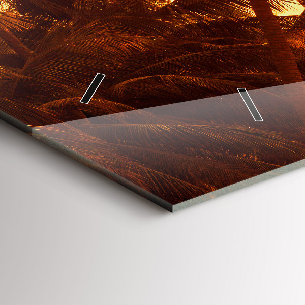 Horizontální skleněné hodiny na stěnu Slunečné palmy