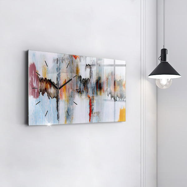 Horizontální hodiny na skle Abstrakce