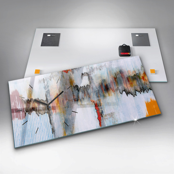 Horizontální hodiny na skle Abstrakce