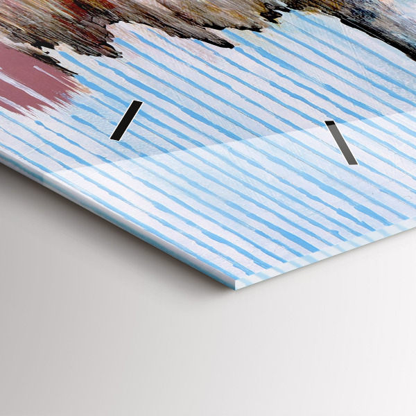 Horizontální hodiny na skle Abstrakce