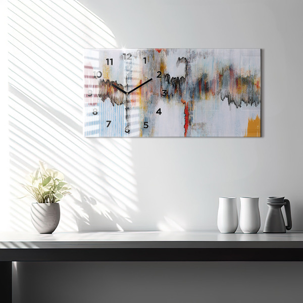 Horizontální hodiny na skle Abstrakce