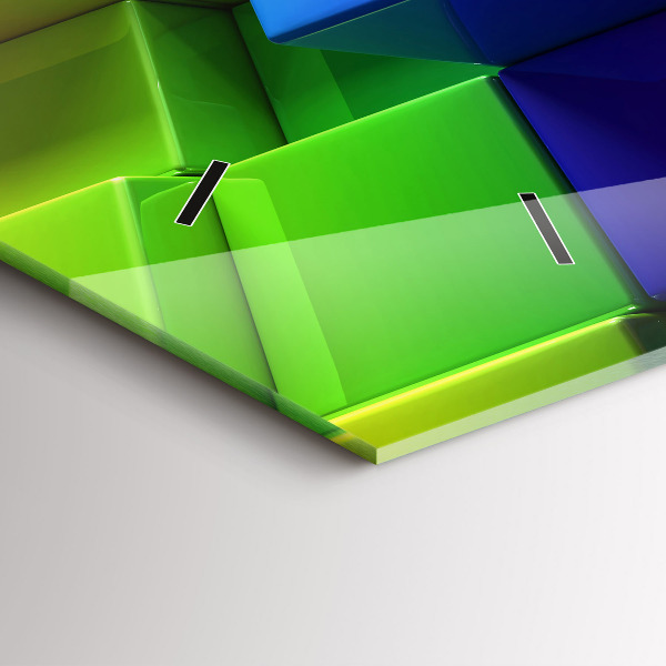 Horizontální hodiny na skle Barevné kostky