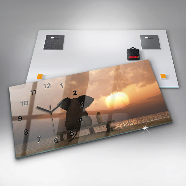 Horizontální hodiny na skle Zvířata Západ slunce