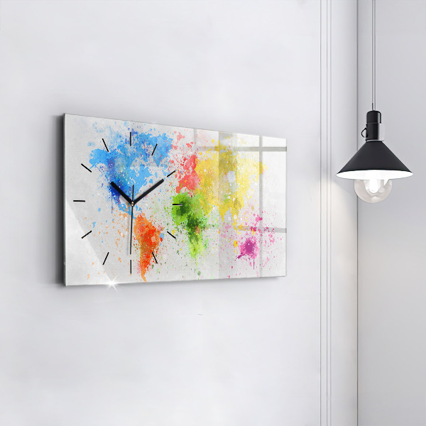 Horizontální hodiny na skle Mapa světa na papíře