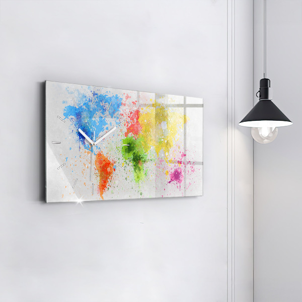 Horizontální hodiny na skle Mapa světa na papíře