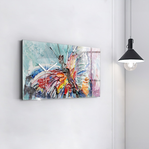 Horizontální hodiny na skle Fragment olejomalby