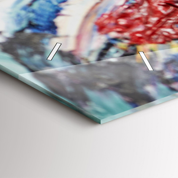 Horizontální hodiny na skle Fragment olejomalby