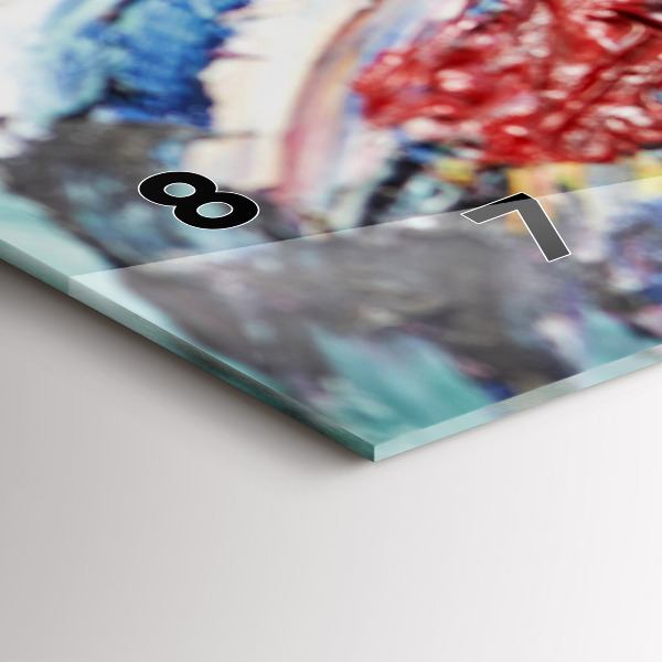 Horizontální hodiny na skle Fragment olejomalby