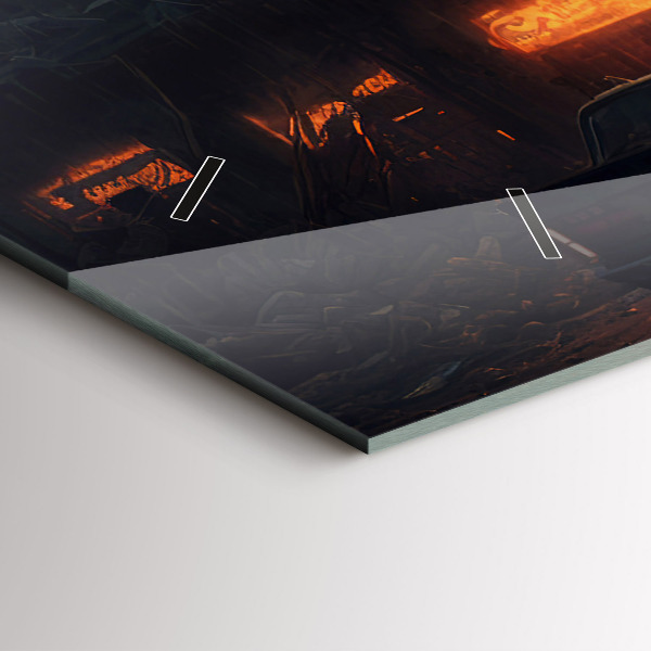 Horizontální skleněné hodiny na stěnu Apokalyptická budova