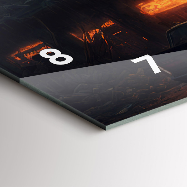 Horizontální skleněné hodiny na stěnu Apokalyptická budova