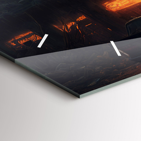 Horizontální skleněné hodiny na stěnu Apokalyptická budova