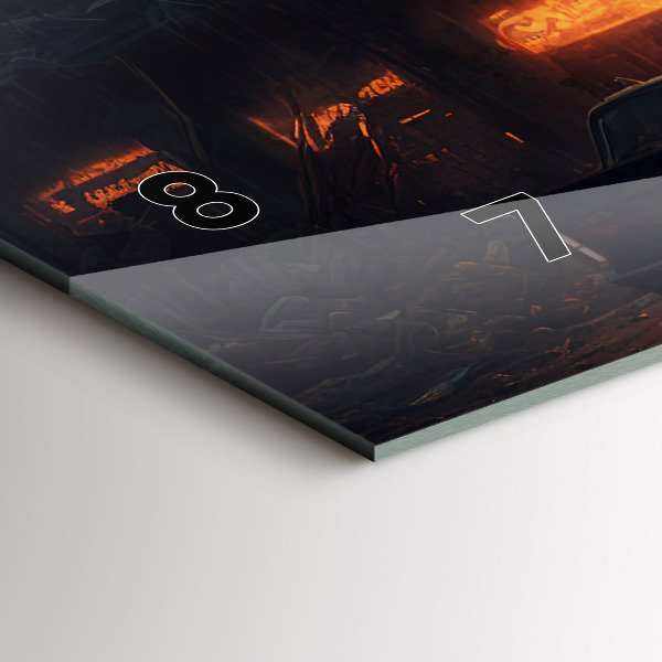 Horizontální skleněné hodiny na stěnu Apokalyptická budova