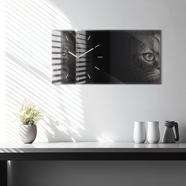 Horizontální hodiny na skle Pes a skotská kočka