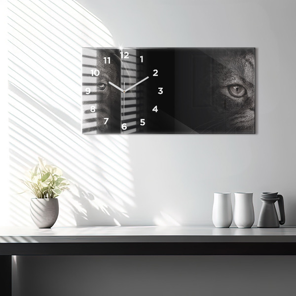 Horizontální hodiny na skle Pes a skotská kočka