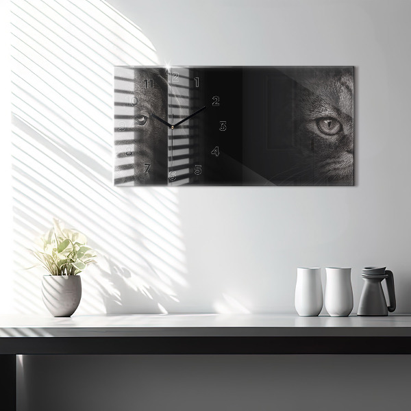 Horizontální hodiny na skle Pes a skotská kočka