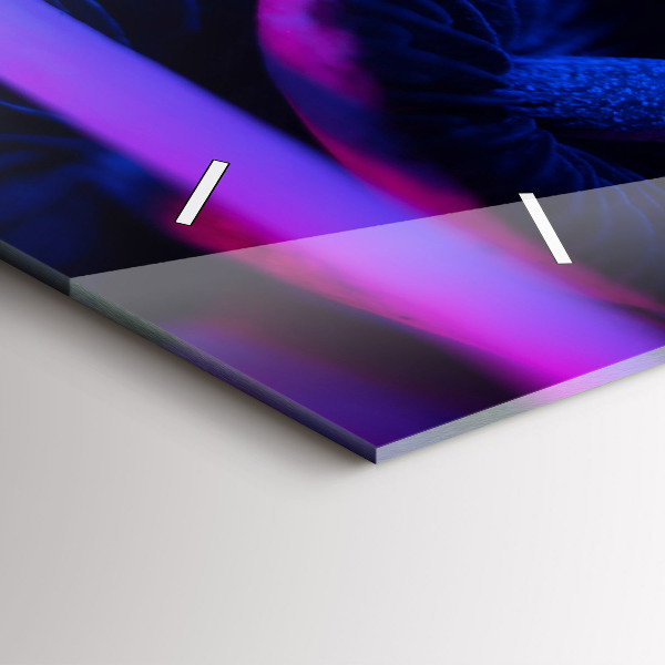 Horizontální skleněné hodiny na stěnu Kouzelné houby v barvách