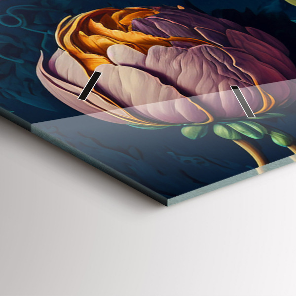 Horizontální skleněné hodiny na stěnu Vintage kytice květin