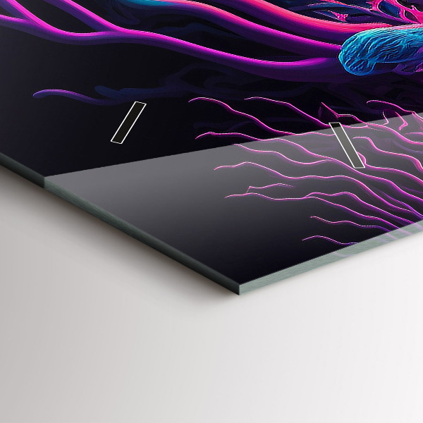 Horizontální skleněné hodiny na stěnu Neonové houby