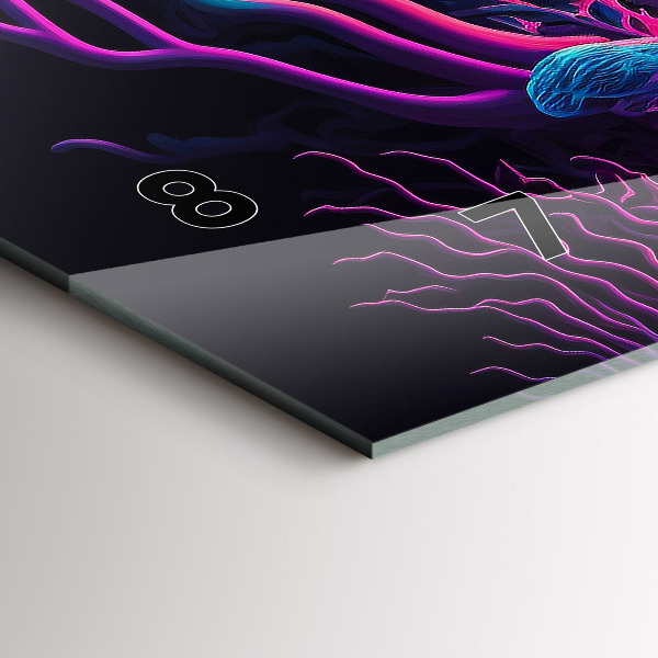 Horizontální skleněné hodiny na stěnu Neonové houby