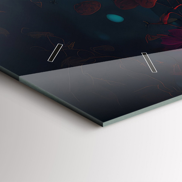 Horizontální skleněné hodiny na stěnu Les a kouzelné houby