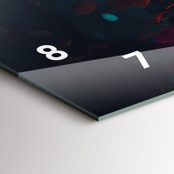 Horizontální skleněné hodiny na stěnu Les a kouzelné houby