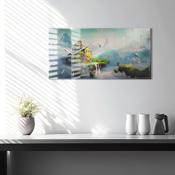 Horizontální hodiny na skle Čínské fantasy scény