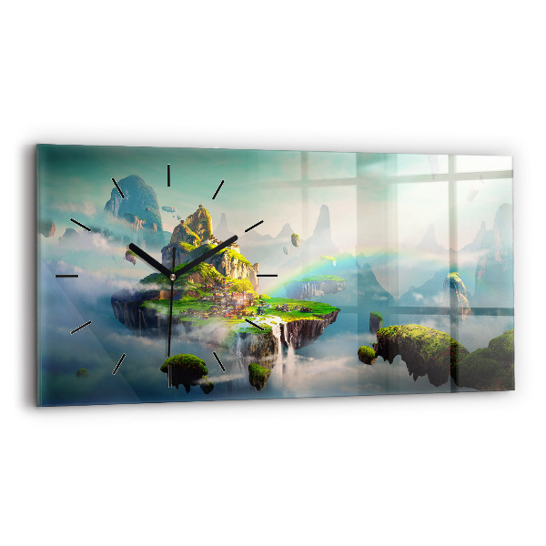 Horizontální hodiny na skle Čínské fantasy scény
