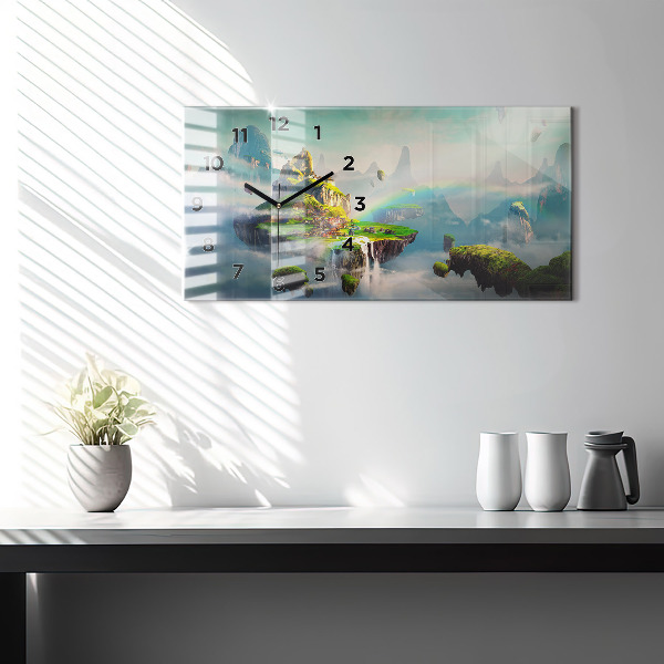 Horizontální hodiny na skle Čínské fantasy scény