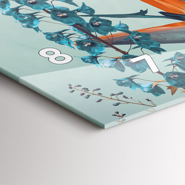 Horizontální skleněné hodiny na stěnu Žena s květinami