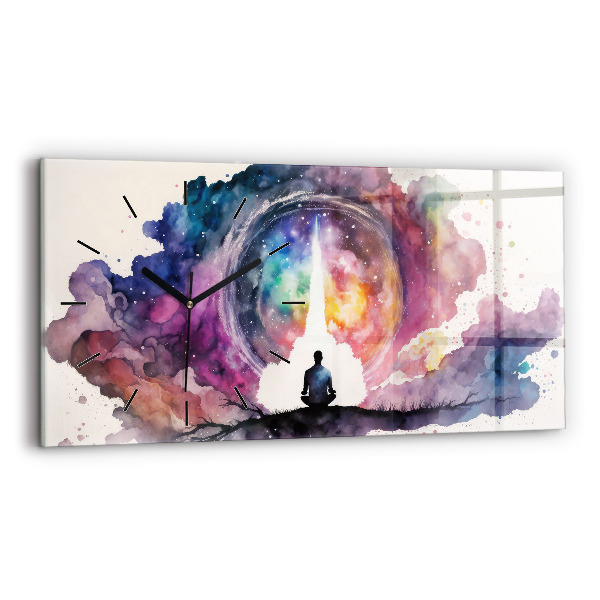 Horizontální skleněné hodiny na stěnu Životní styl meditace