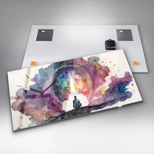 Horizontální skleněné hodiny na stěnu Životní styl meditace