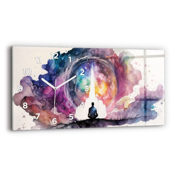 Horizontální skleněné hodiny na stěnu Životní styl meditace