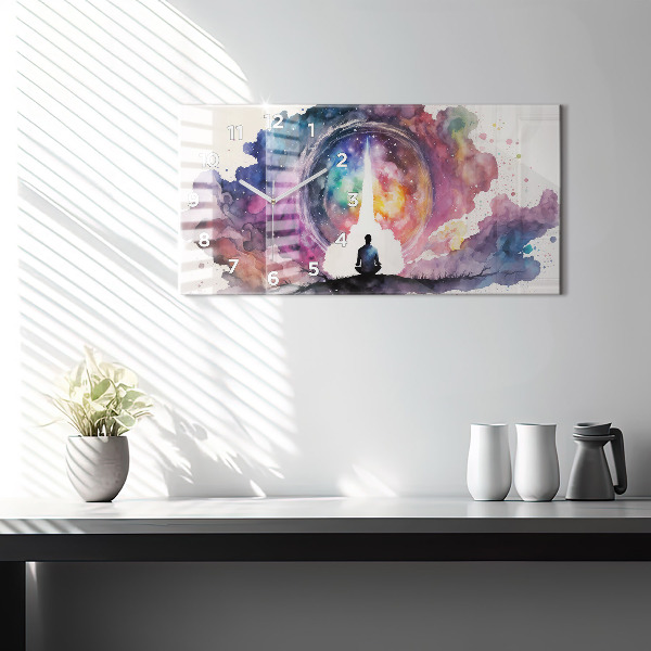 Horizontální skleněné hodiny na stěnu Životní styl meditace
