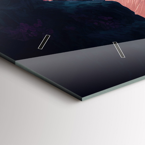 Horizontální skleněné hodiny na stěnu Kouzelný les a pohoří