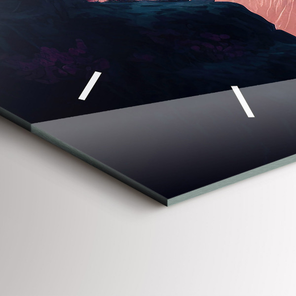 Horizontální skleněné hodiny na stěnu Kouzelný les a pohoří