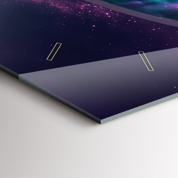 Horizontální skleněné hodiny na stěnu Kosmonautské barevné mraky