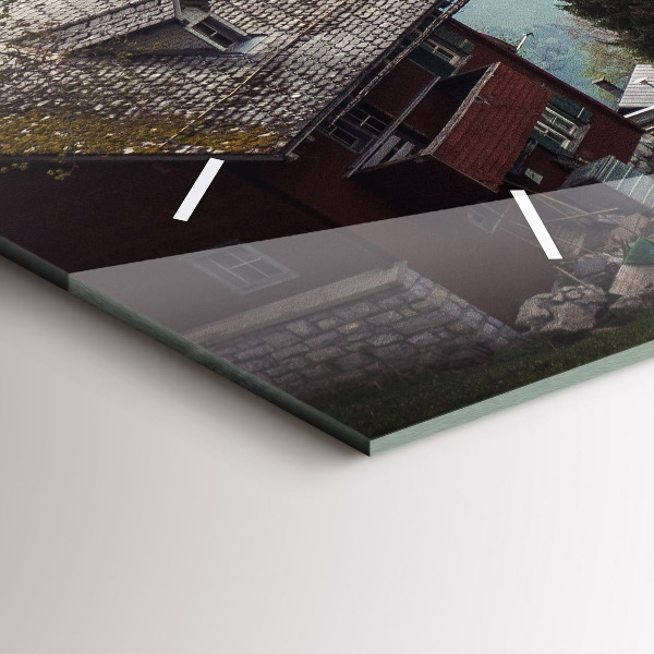 Horizontální skleněné hodiny na stěnu Pohled na hory