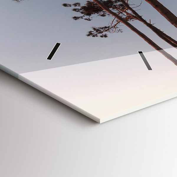 Horizontální skleněné hodiny na stěnu Půlměsíc a stromy