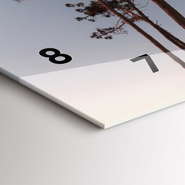 Horizontální skleněné hodiny na stěnu Půlměsíc a stromy