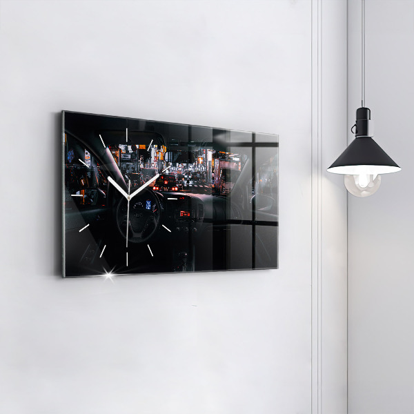 Horizontální skleněné hodiny na stěnu Auto v Tokiu