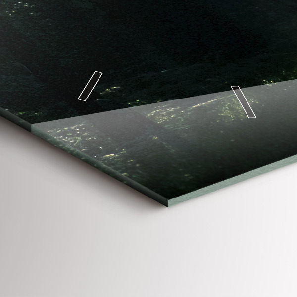 Horizontální skleněné hodiny na stěnu Lesní cesta a pruhy slunce