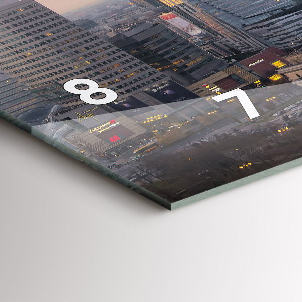 Horizontální skleněné hodiny na stěnu Panorama Varšavy