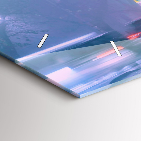 Horizontální hodiny na skle Varšava v mlze