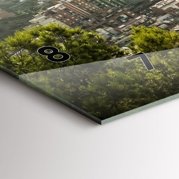 Horizontální skleněné hodiny na stěnu Pohled na Montjuic v Barceloně