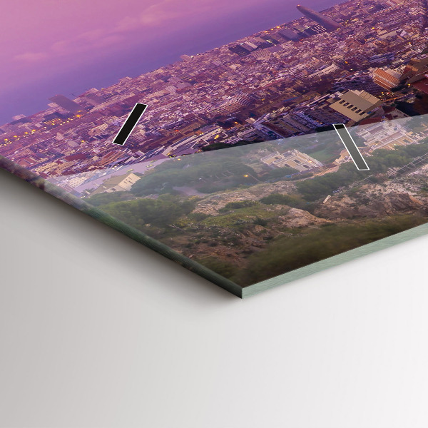 Horizontální skleněné hodiny na stěnu Barcelona Bunkry El Carmel