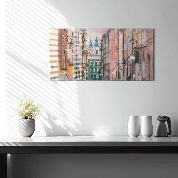 Horizontální skleněné hodiny na stěnu Staré město ve Varšavě