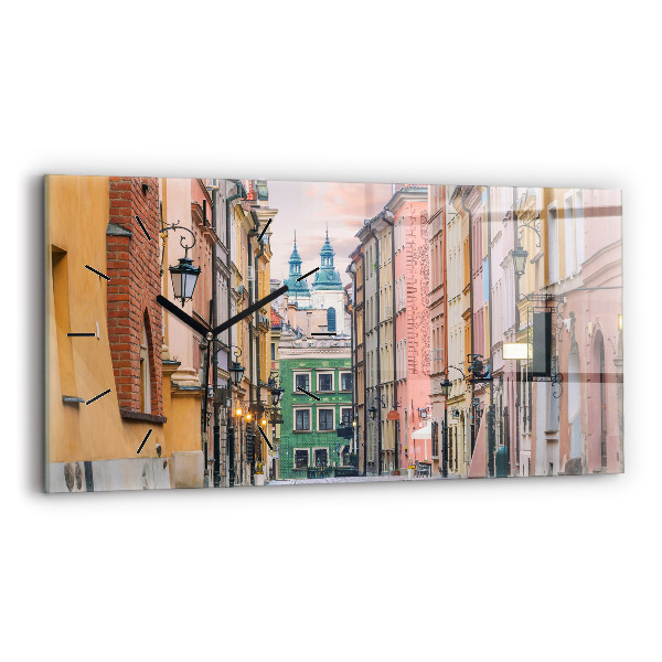 Horizontální skleněné hodiny na stěnu Staré město ve Varšavě