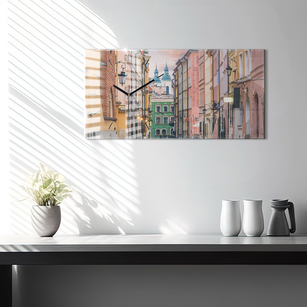 Horizontální skleněné hodiny na stěnu Staré město ve Varšavě