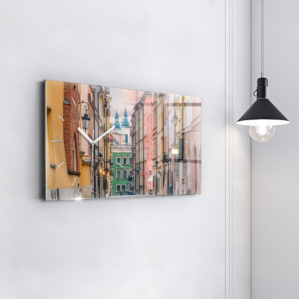 Horizontální skleněné hodiny na stěnu Staré město ve Varšavě