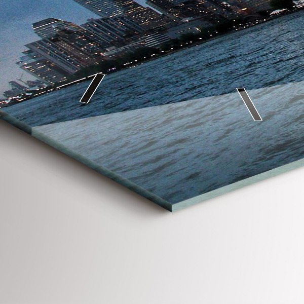 Horizontální skleněné hodiny na stěnu Panorama New Yorku